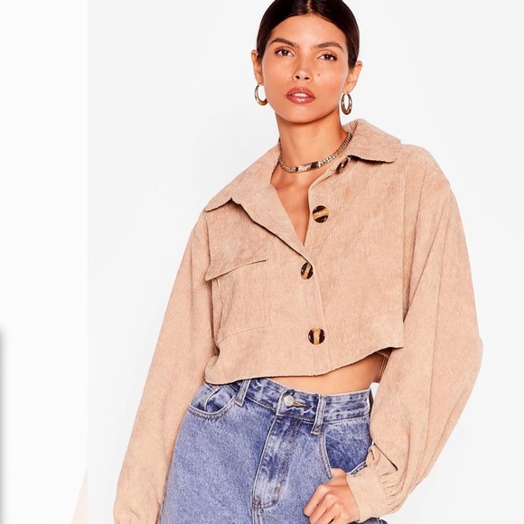 NASTY GAL- Corduroy Cropped Oversized Shirt - Picture 6 of 7
